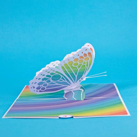 Pop Up Card - Rainbow Butterfly 5''x7''