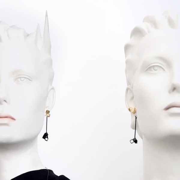 Pursuits: Pixel Ear Jackets - Silver Black