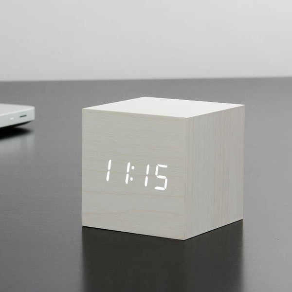 Cube Click Alarm Clock - Aluminum