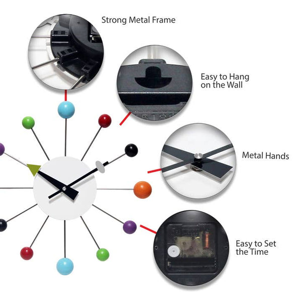 Orb Spoke Multi-Color Indoor Wall Clock 15 Inch