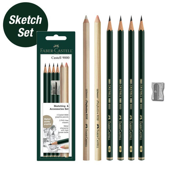 Castell 9000 Graphite Pencils, Sketching & Accessories Set