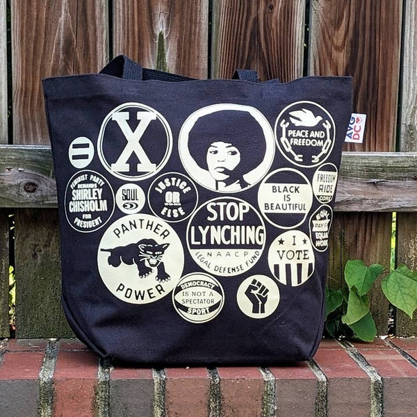 Power Button Tote Bag - Black Canvas
