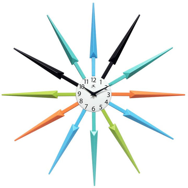 Midcentury Modern Starburst Multi-Color Wall Clock 24.5 Inch