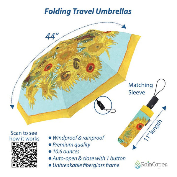 Van Gogh's Sunflowers Folding Travel Umbrella