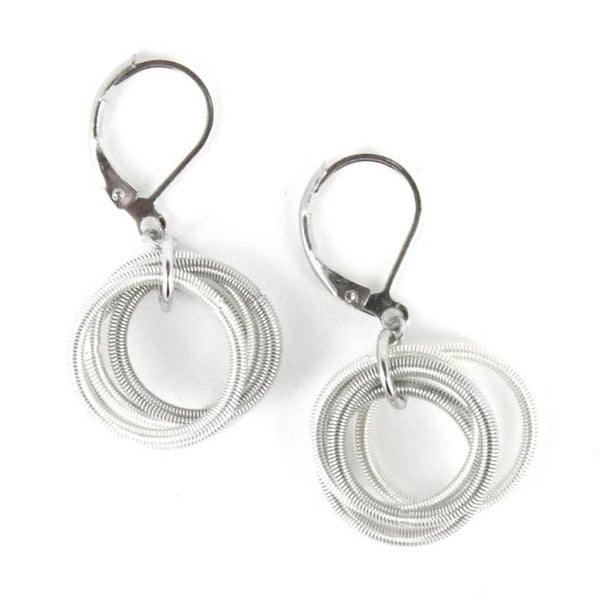 Silver and White Piano wire Loop Earring