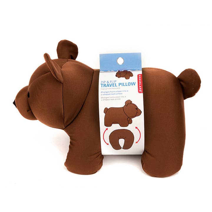 Zip and Flip Bear Head Rest - Brown