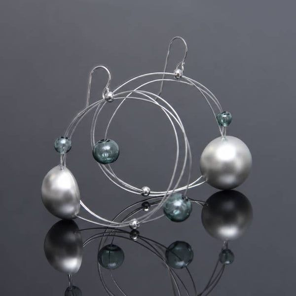 Circa Earrings - Silver/Aqua