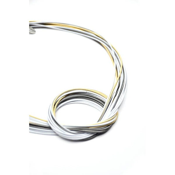 White, Gold and Slate Large Knot Link & Chain Necklace