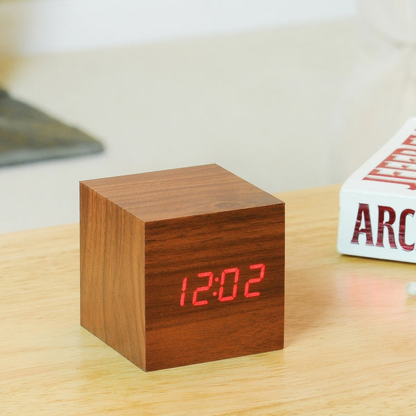 Cube Click Alarm Clock - Walnut