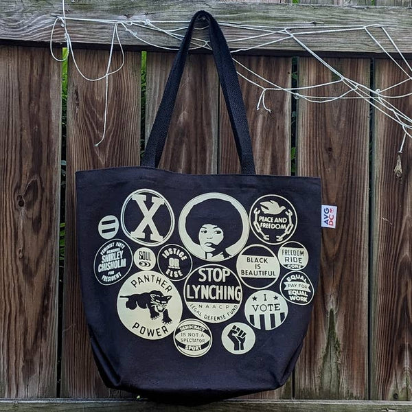 Power Button Tote Bag - Black Canvas