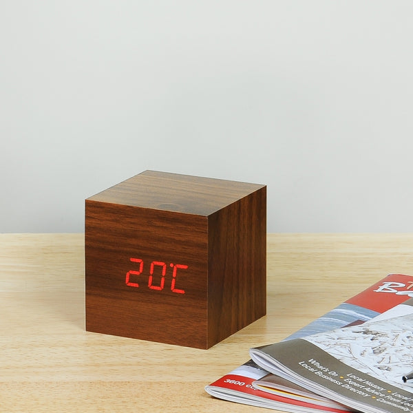 Cube Click Alarm Clock - Walnut