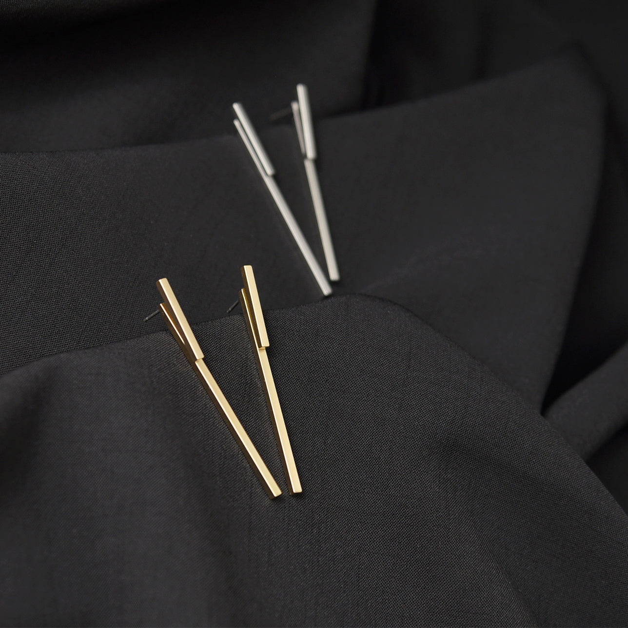 Forty-Sixty Ear Jackets Earrings - Satin Silver