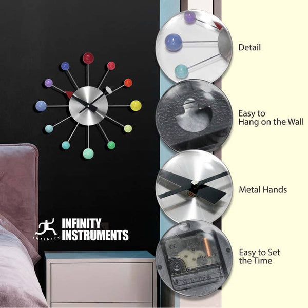 Orb Spoke Rainbow Indoor Wall Clock 15 Inch