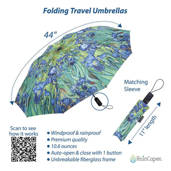 Van Gogh "Irises" Folding Travel Umbrella