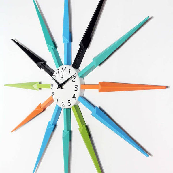 Midcentury Modern Starburst Multi-Color Wall Clock 24.5 Inch
