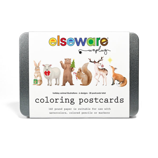 Elseware: Coloring Postcards w/ 6 Winter Animal Designs (30cards)