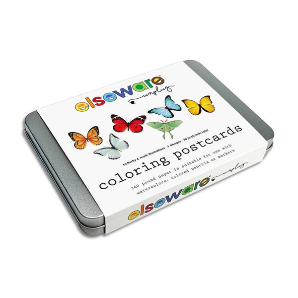 Elseware: Coloring Postcards w/ 6 Butterfly & Moth Designs (30cards)