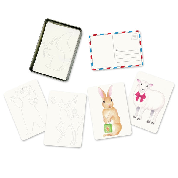 Elseware: Coloring Postcards w/ 6 Winter Animal Designs (30cards)