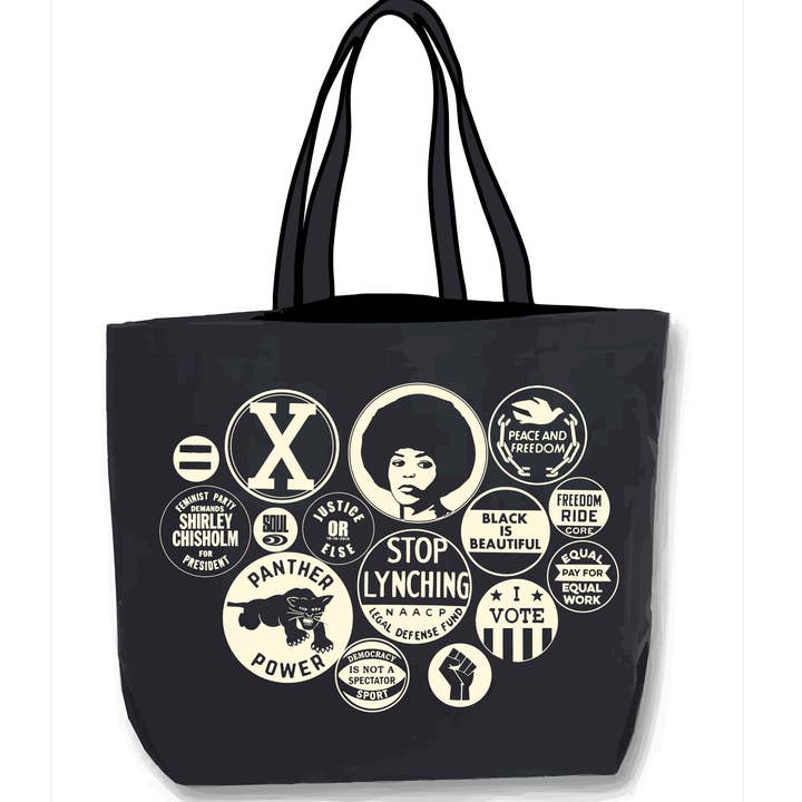 Power Button Tote Bag - Black Canvas