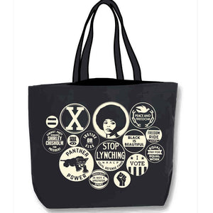 Power Button Tote Bag - Black Canvas