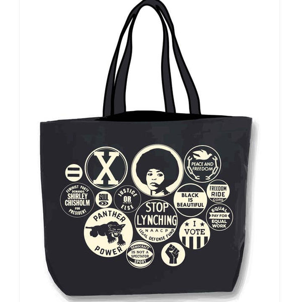 Power Button Tote Bag - Black Canvas