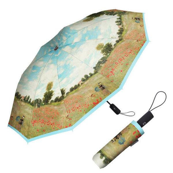 Monet "Poppy Fields" Folding Travel Umbrella