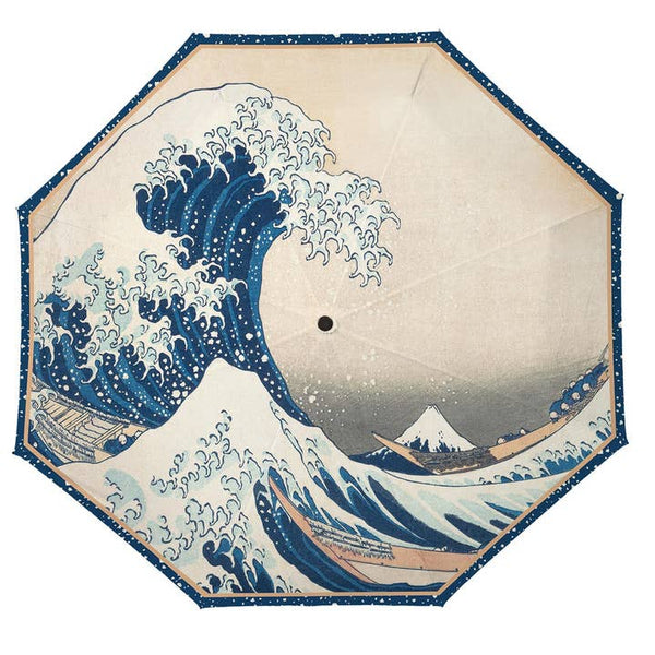 Hokusai "The Great Wave" Folding Travel Umbrella