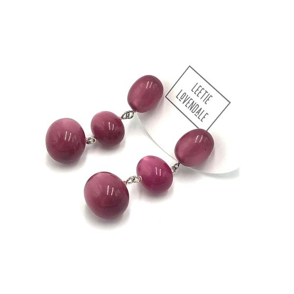 Cranberry Moonglow Triple Oval Drop Earrings