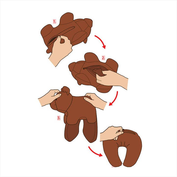Zip and Flip Bear Head Rest - Brown
