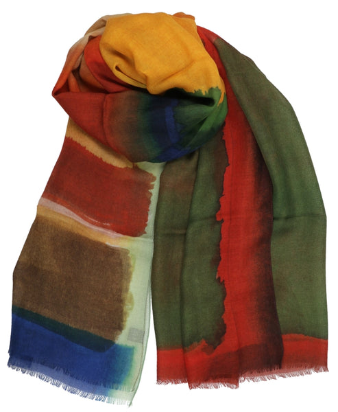 Travel Wrap/Scarf in Silk/Wool Blend - Yellow Multi