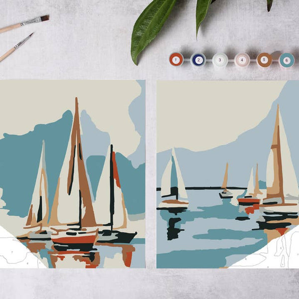 Paint-By-Numbers Kit - Sailboats at Sea