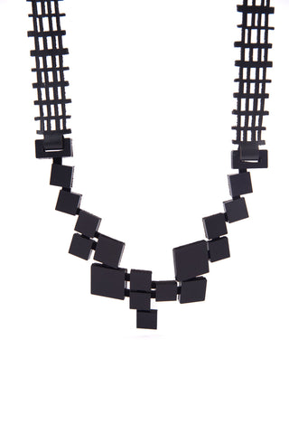 Iskin Sisters - Bauhaus Necklace Round Squares - Black