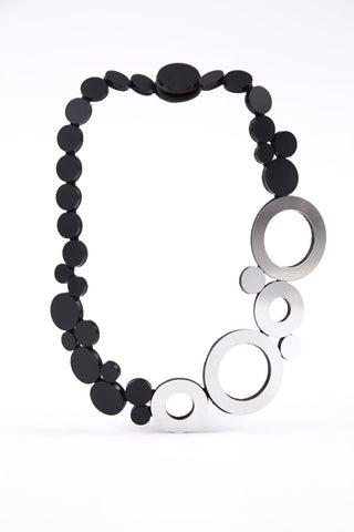 Iskin Sisters - Abstraction Necklace - Silver + Black