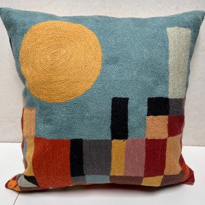 Klee Inspired Castle Blue Pillow