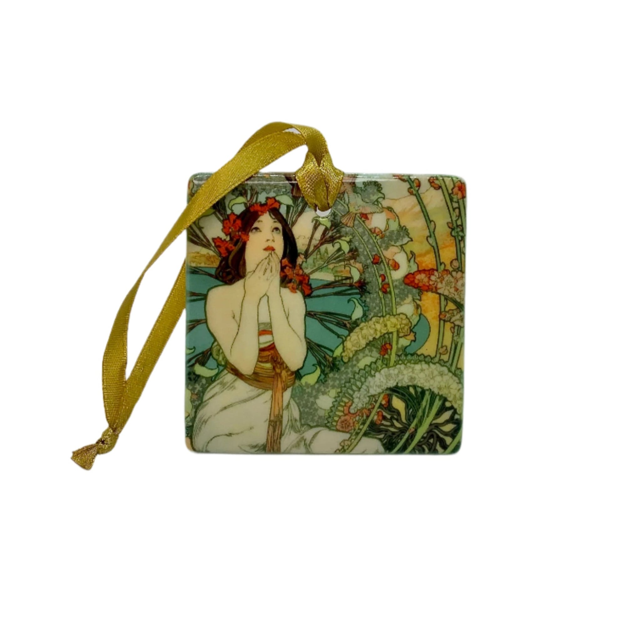 Alphonse Mucha - "Monaco - Monte Carlo" Porcelain Square Ornament