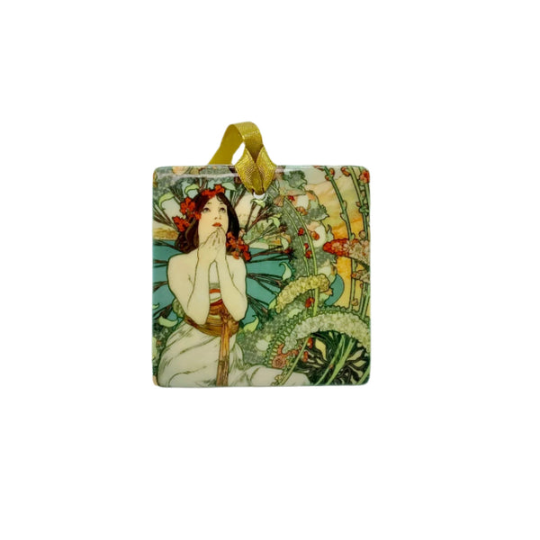 Alphonse Mucha - "Monaco - Monte Carlo" Porcelain Square Ornament