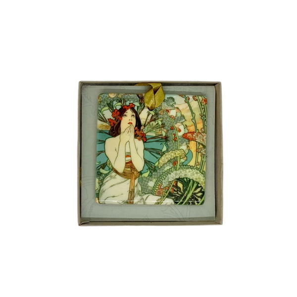 Alphonse Mucha - "Monaco - Monte Carlo" Porcelain Square Ornament