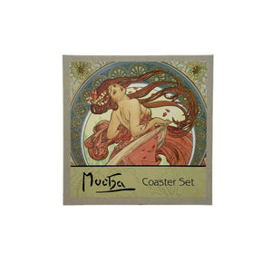 Alphonse Mucha - "The Arts: Dance, Music, Painting and Poetry" Square Coaster Set