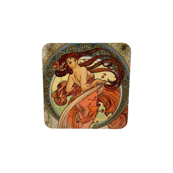 Alphonse Mucha - "The Arts: Dance, Music, Painting and Poetry" Square Coaster Set