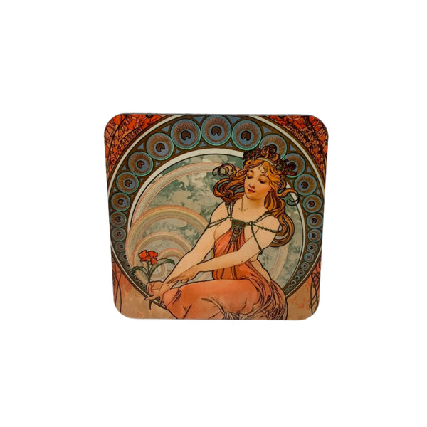 Alphonse Mucha - "The Arts: Dance, Music, Painting and Poetry" Square Coaster Set