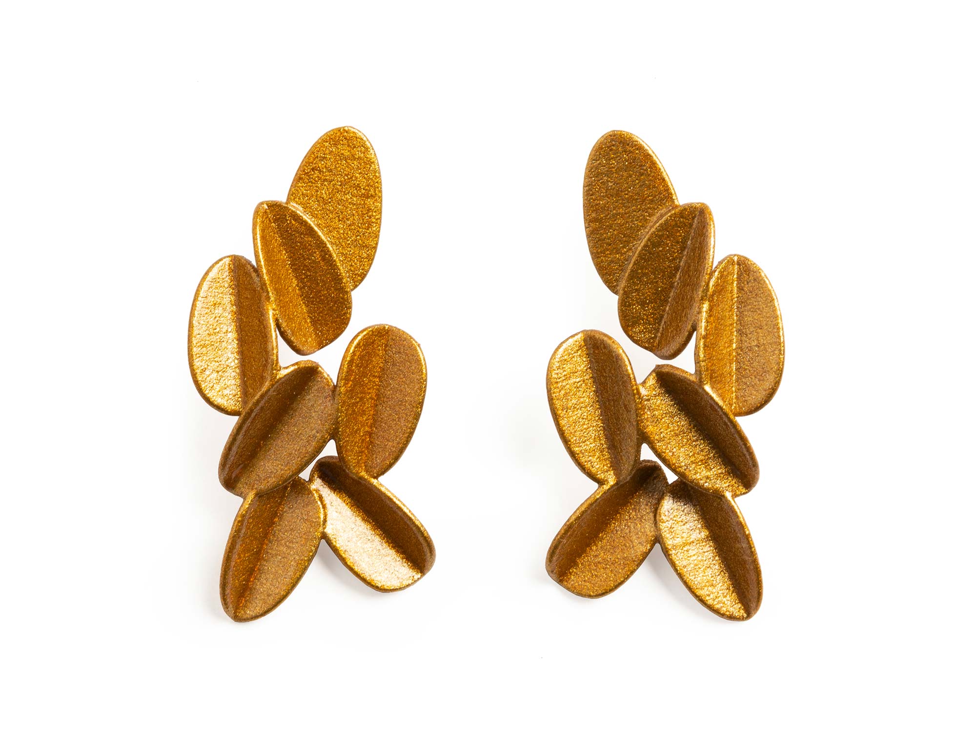 Orange Gold Leaves Clip On Earrings