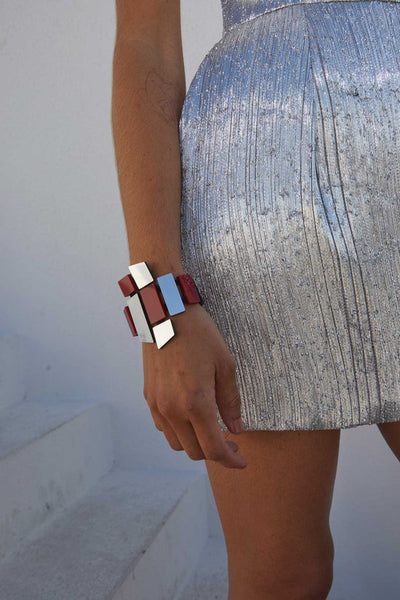 Piet Bracelet - Red & Silver