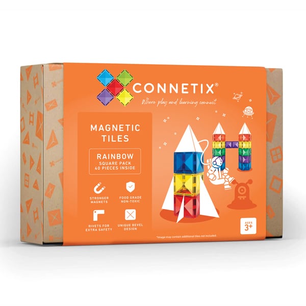 Connetix 92 Piece Rainbow Magnetic Tile Ball Run Expansion Pack