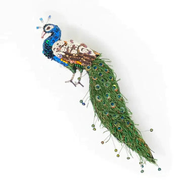 Jeweled Peacock Brooch
