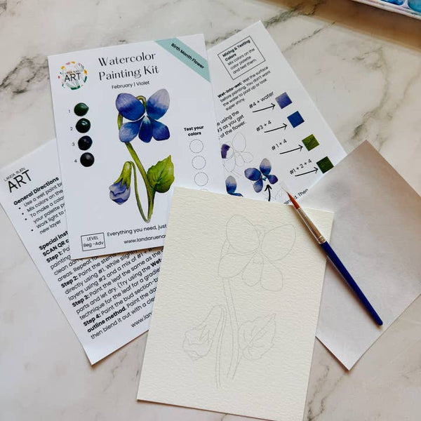 Watercolor Kit: Violet | February Birth Month Flower