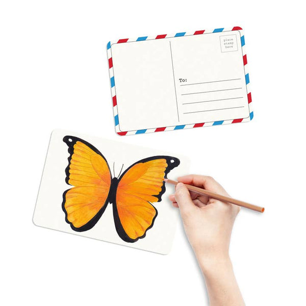 Elseware: Coloring Postcards w/ 6 Butterfly & Moth Designs (30cards)