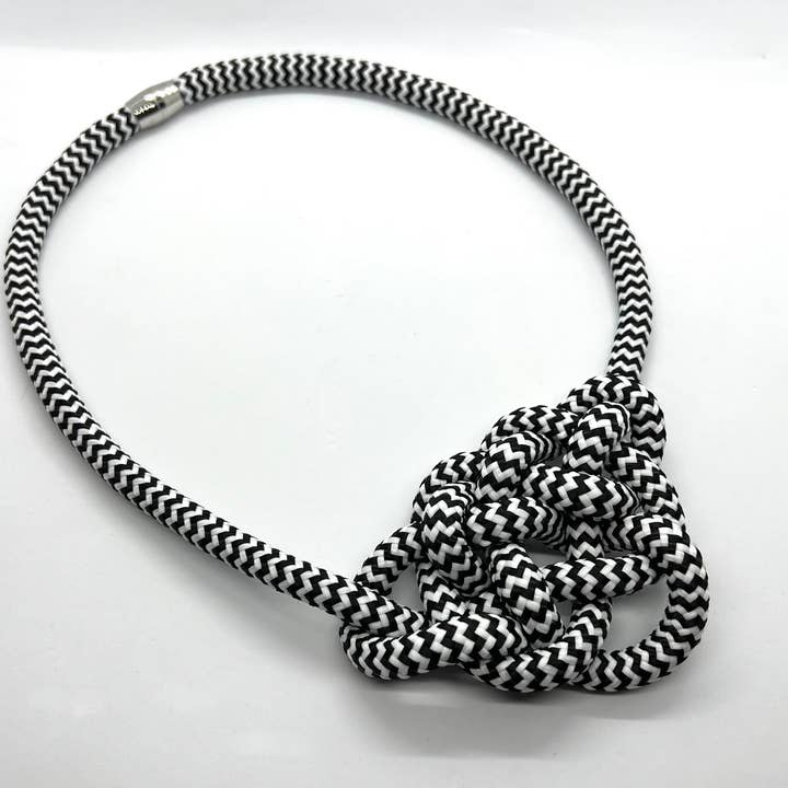 Brave: Nautical Vibe Necklace Graphic Black & White Rope
