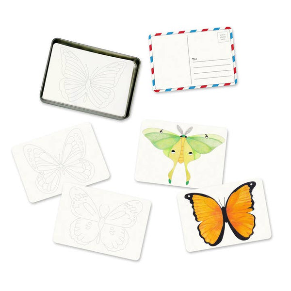 Elseware: Coloring Postcards w/ 6 Butterfly & Moth Designs (30cards)