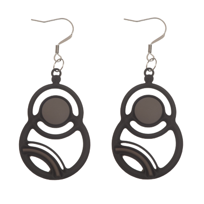 Saturn Black/Grey Earrings