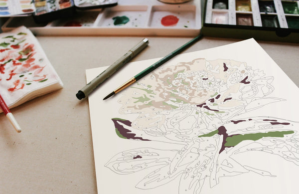 Paint-By-Numbers Kit - Peony Blossoms